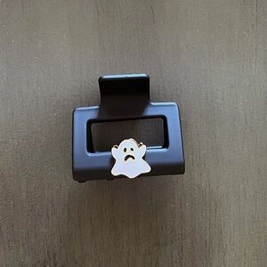 White Ghost Gold Metal Enamel Black Matte Rectangular 2" Lobster Claw Hair Clip